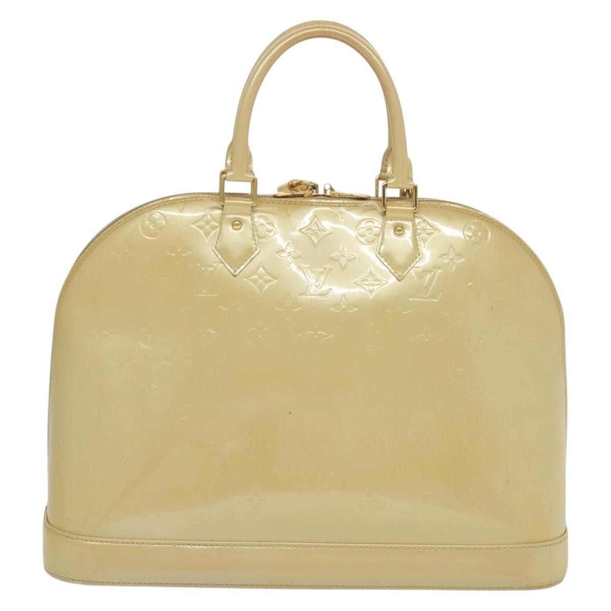 Louis Vuitton Alma Handbag Monogram Vernis, BEIGE, PATENT_LEATHER, Handbag