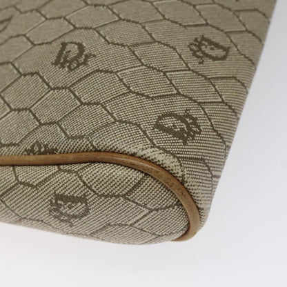 Christian Dior Vintage Honeycomb Zip Pouch Coated Canvas, BEIGE, CANVAS, Clutche & pouche