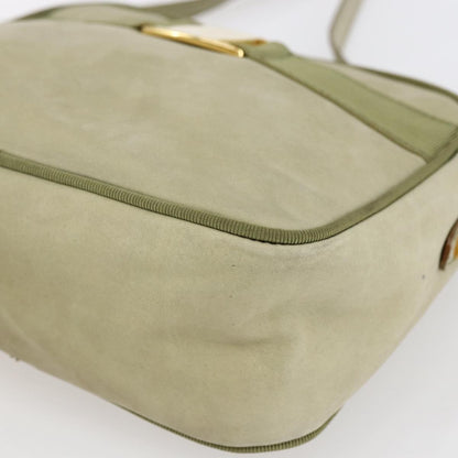 Salvatore Ferragamo Vala Shoulder Bag Suede, GREEN, SUEDE, Shoulder bag