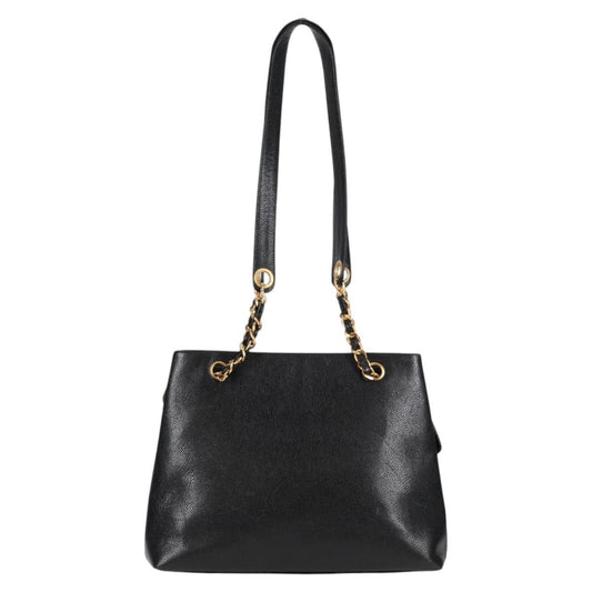 Chanel Vintage Front Pocket Camera Shoulder Bag Quilted Caviar, BLACK, LEATHER, Shoulder bag