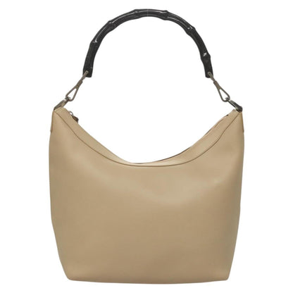 Gucci Vintage Bamboo Shoulder Bag Leather, BEIGE, LEATHER, Shoulder bag
