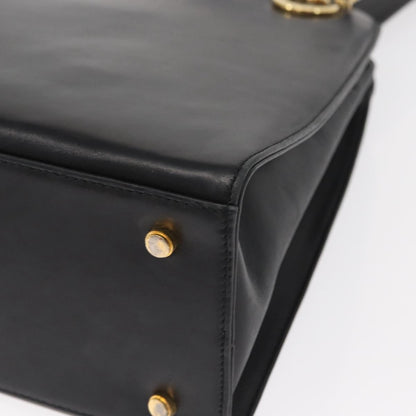 Salvatore Ferragamo Gancini Shoulder Bag Leather, BLACK, LEATHER, Shoulder bag