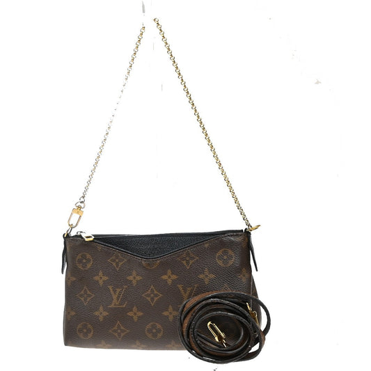 Louis Vuitton Pallas Clutch Monogram Canvas with Leather, BROWN, CANVAS, Clutche & pouche