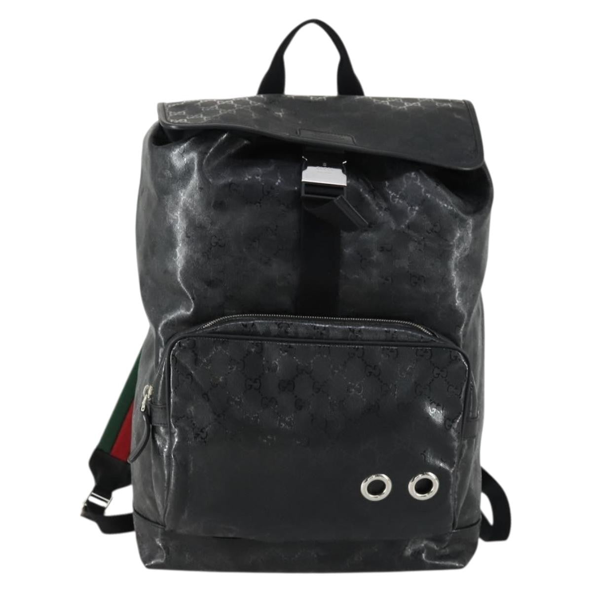 Gucci Buckle Backpack GG Imprime, BLACK, CANVAS, Backpack
