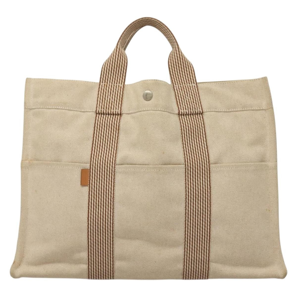 Hermes Fourre Tout Tote Toile, BEIGE, CANVAS, Tote bag