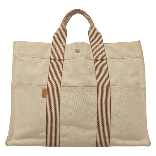 Hermes Fourre Tout Tote Toile, BEIGE, CANVAS, Tote bag
