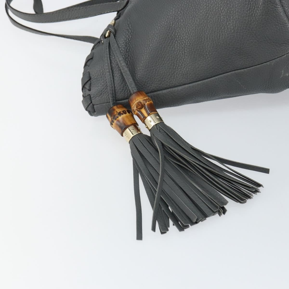 Gucci Bamboo Tassel Tote Leather, GRAY, LEATHER, Tote bag