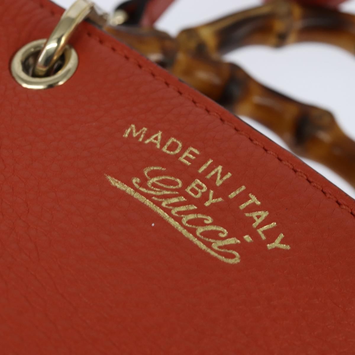 Gucci Bamboo Shopper Tote Leather, ORANGE, LEATHER, Handbag