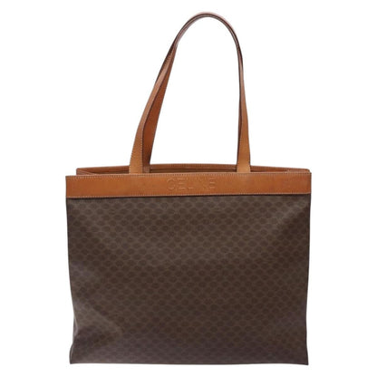 Celine Vintage Macadam Handbag Leather, BROWN, PVC,Leather,Canvas, Handbag