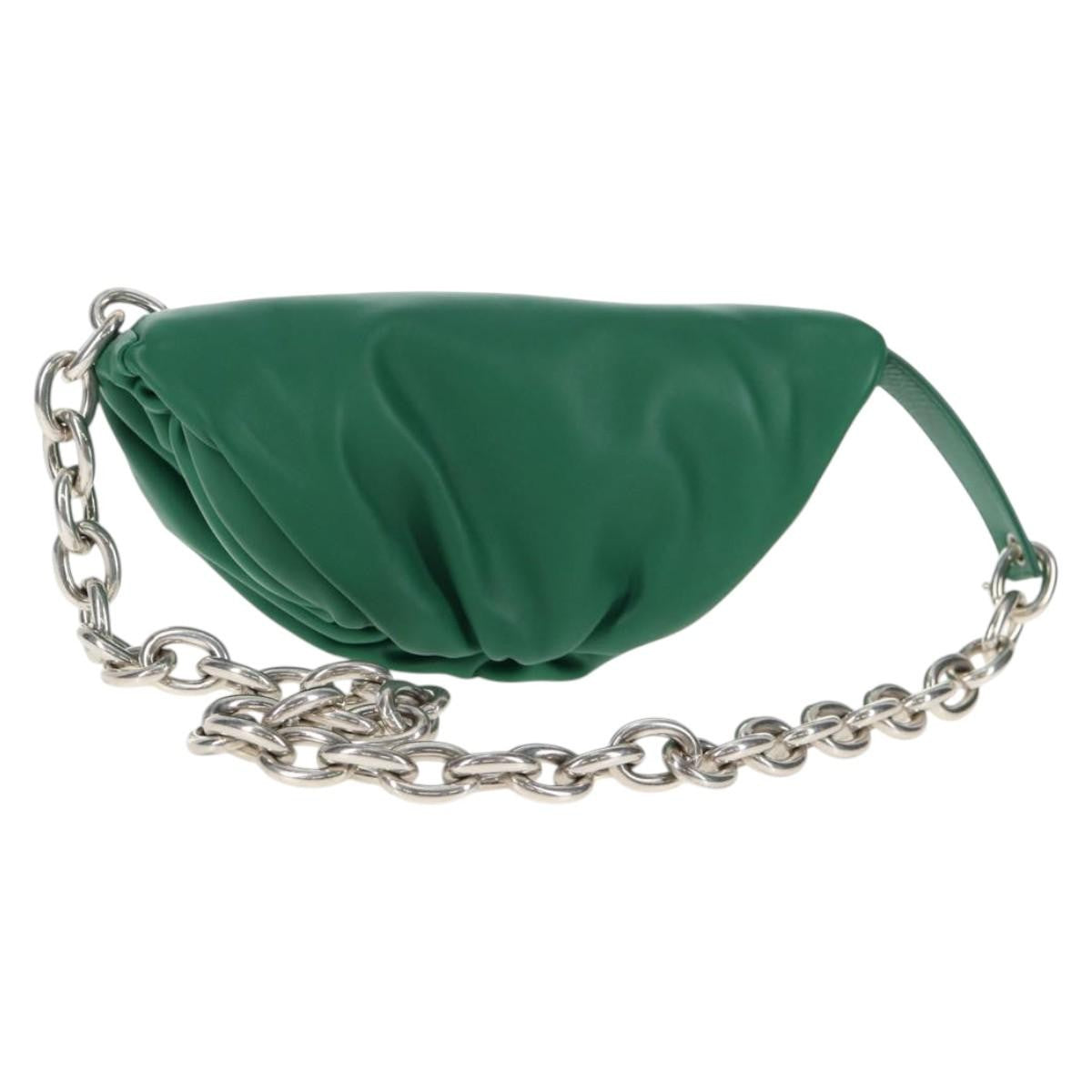 Bottega Veneta The Chain Pouch Leather, GREEN, LEATHER, Clutche & pouche