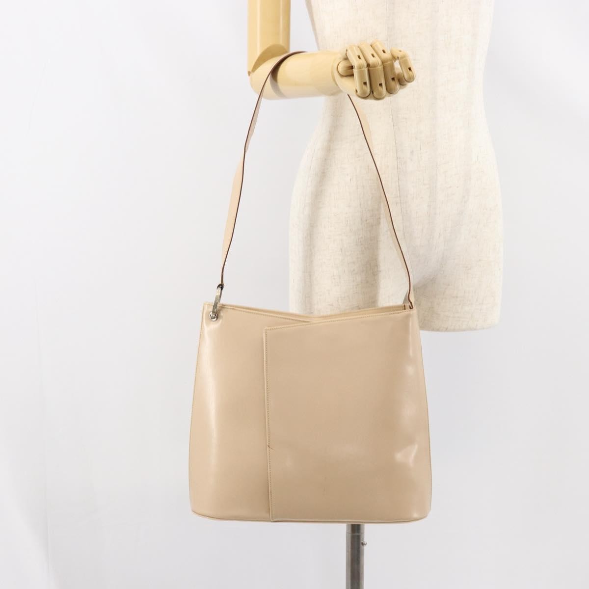 Salvatore Ferragamo Gancini Shoulder Bag Leather, BEIGE, LEATHER, Shoulder bag