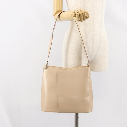 Salvatore Ferragamo Gancini Shoulder Bag Leather, BEIGE, LEATHER, Shoulder bag