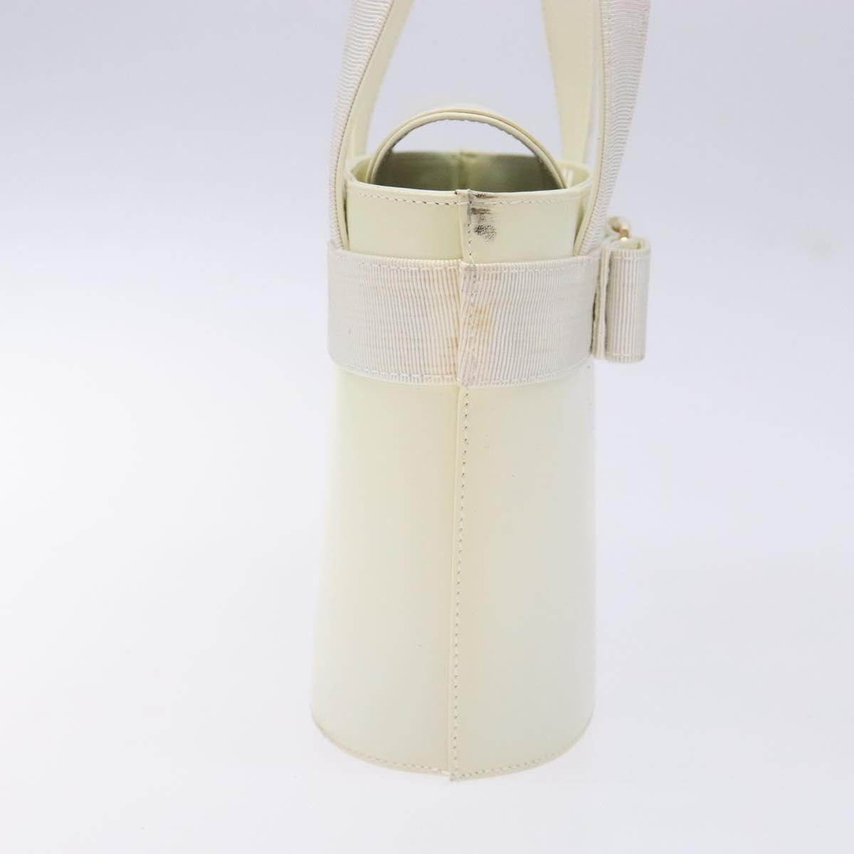 Salvatore Ferragamo Vara Bow Top Handle Bucket Bag Patent Leather, WHITE, PATENT_LEATHER, Handbag