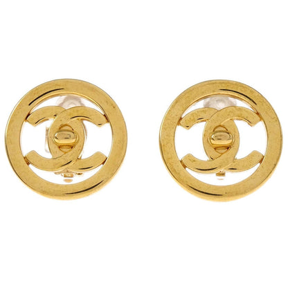 Chanel CC Round Earrings Metal, GOLD, GOLD_PLATED, Earrings