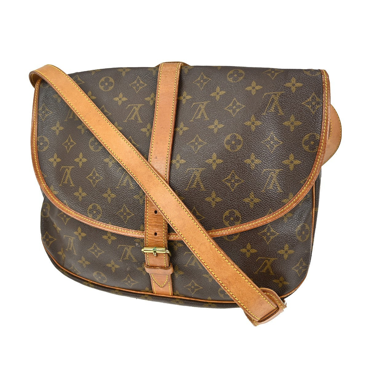 Louis Vuitton Saumur Handbag Monogram Canvas, BROWN, CANVAS, Shoulder bag