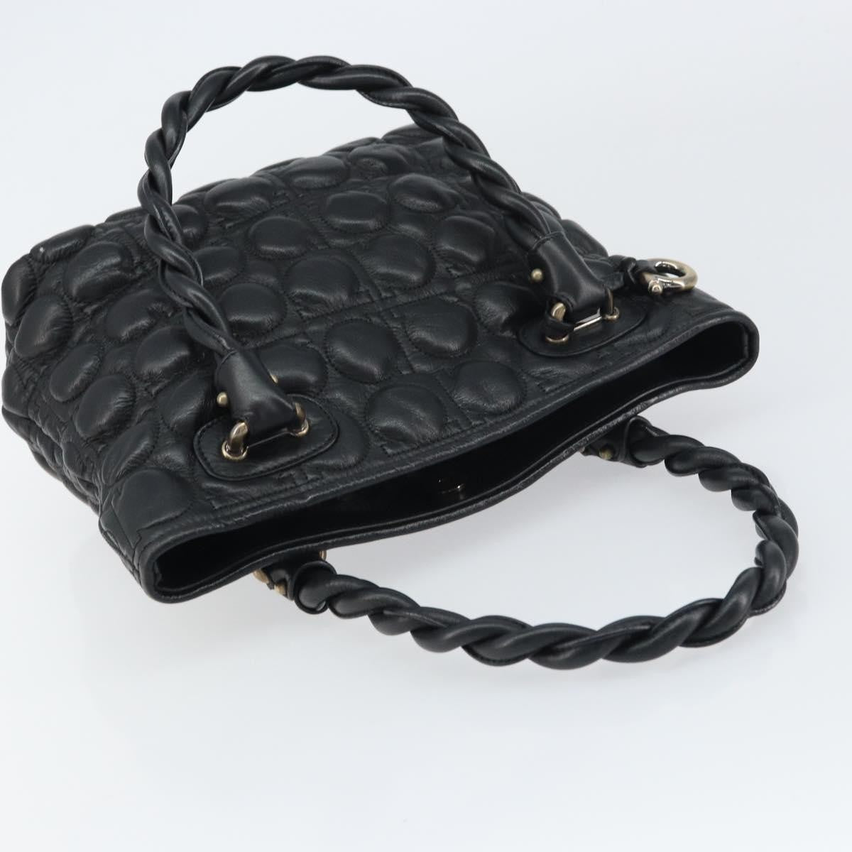 Salvatore Ferragamo Gancini handbag Leather, BLACK, LEATHER, Handbag