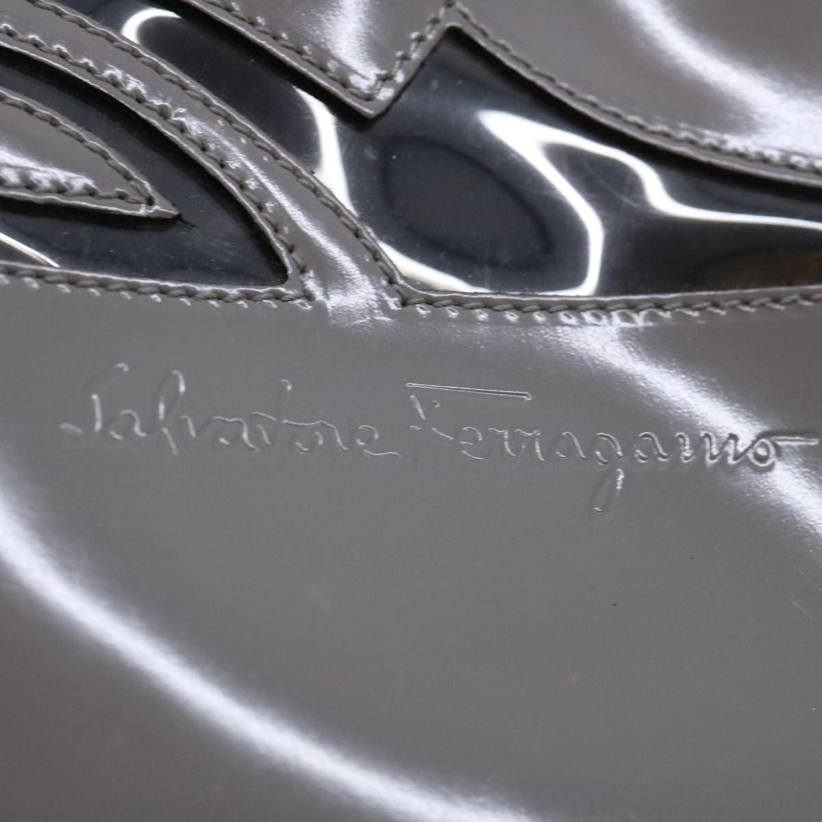 Salvatore Ferragamo Shopper Tote Patent Leather, GRAY, PATENT_LEATHER, Tote bag