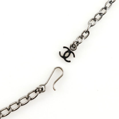 Chanel CC Pendant Necklace Metal with Crystals, SILVER, METAL, Necklace