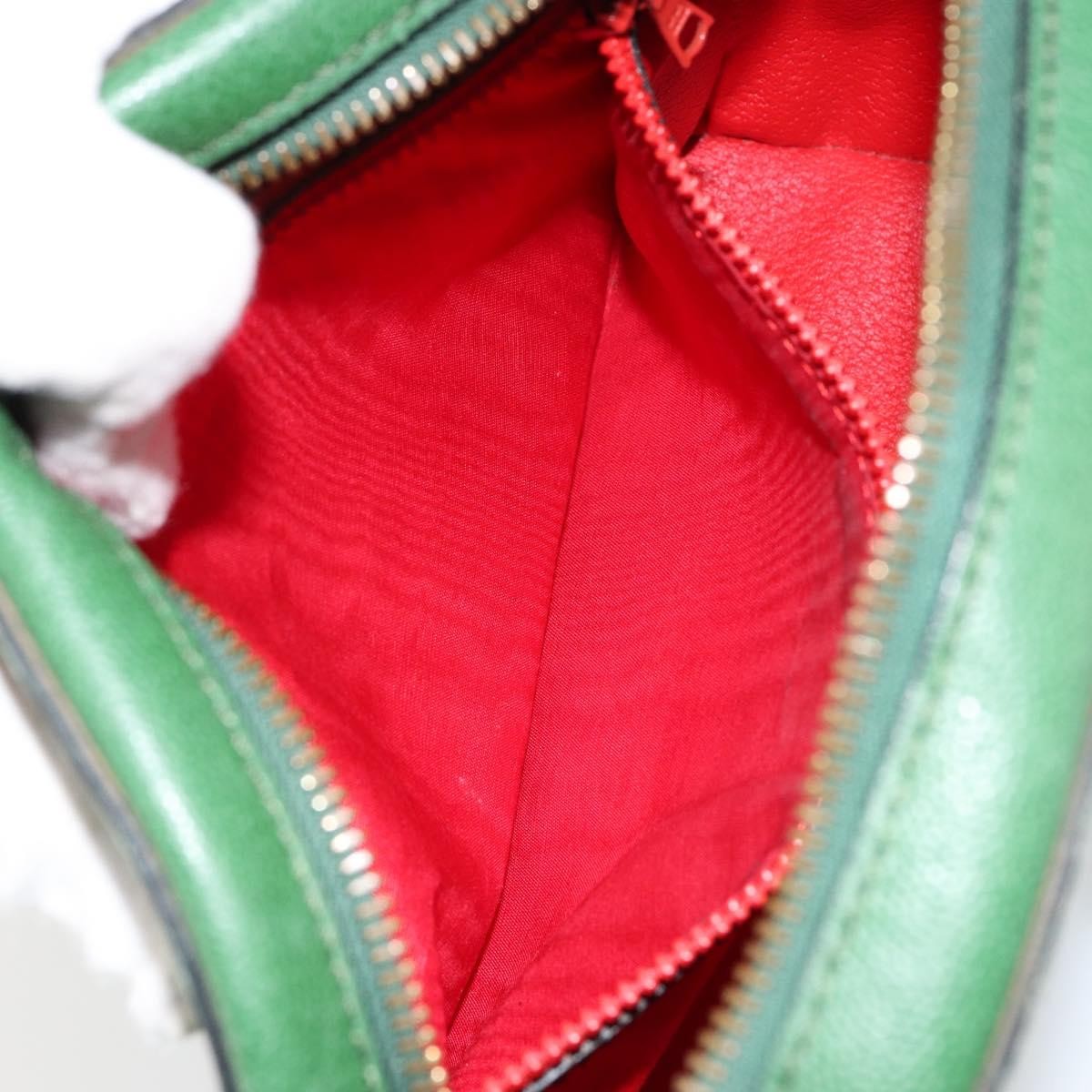 Celine Vintage Shoulder Bag Leather, GREEN, LEATHER, Shoulder bag