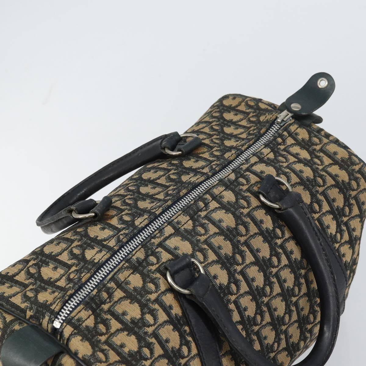 Christian Dior Vintage Trotter Boston Bag Canvas, NAVY, CANVAS, Travel bag