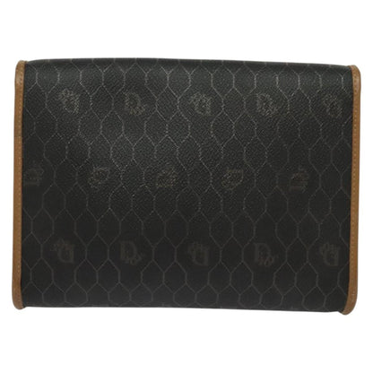 Christian Dior Vintage Honeycomb Flap Crossbody Bag Canvas and Leather, BLACK, CANVAS, Crossbody bag