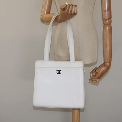 Chanel Vintage CC Lock Tote Caviar, WHITE, LEATHER, Shoulder bag