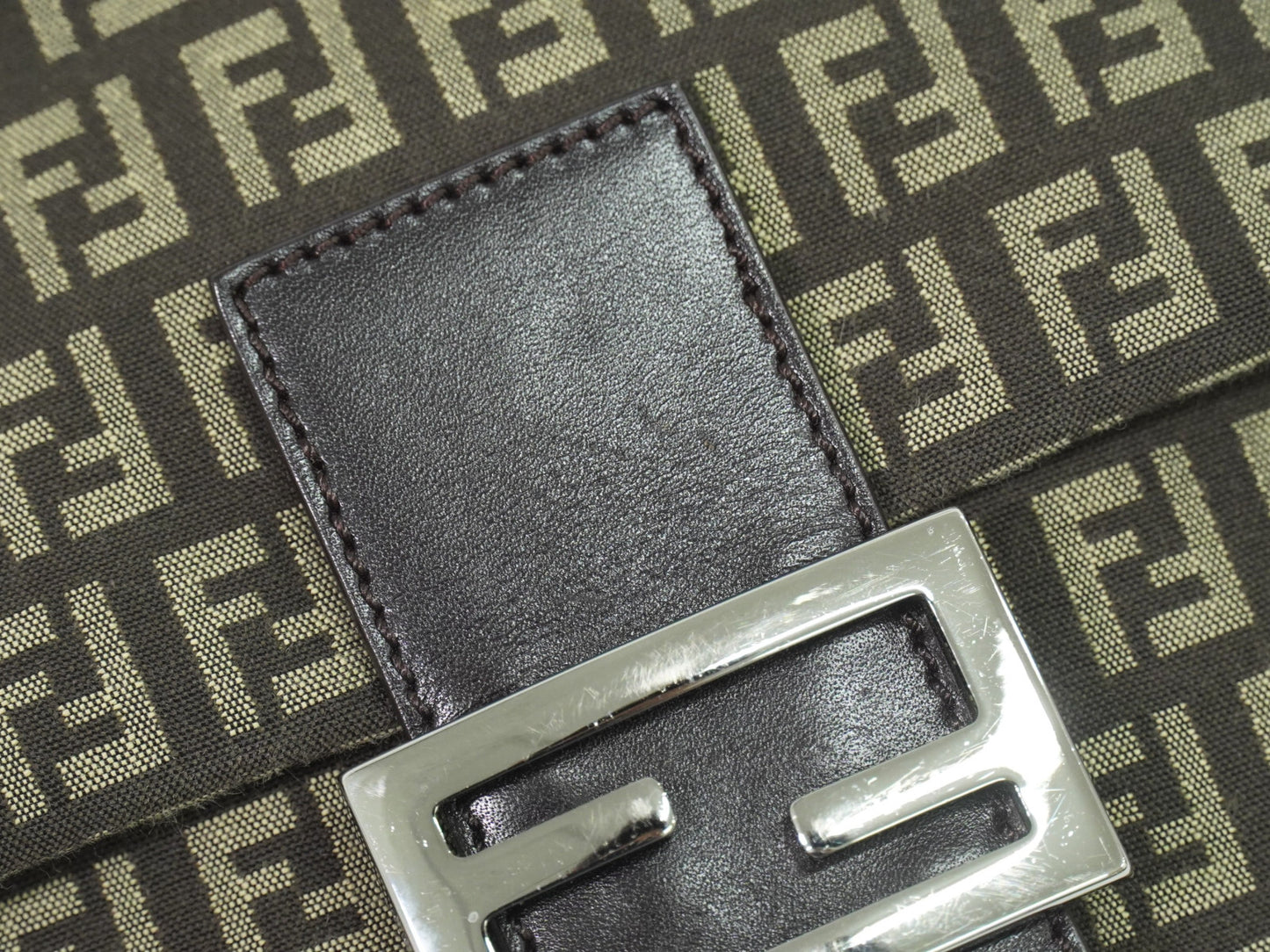 Fendi Mamma Baguette Shoulder Bag Canvas, BROWN, CANVAS, Shoulder bag