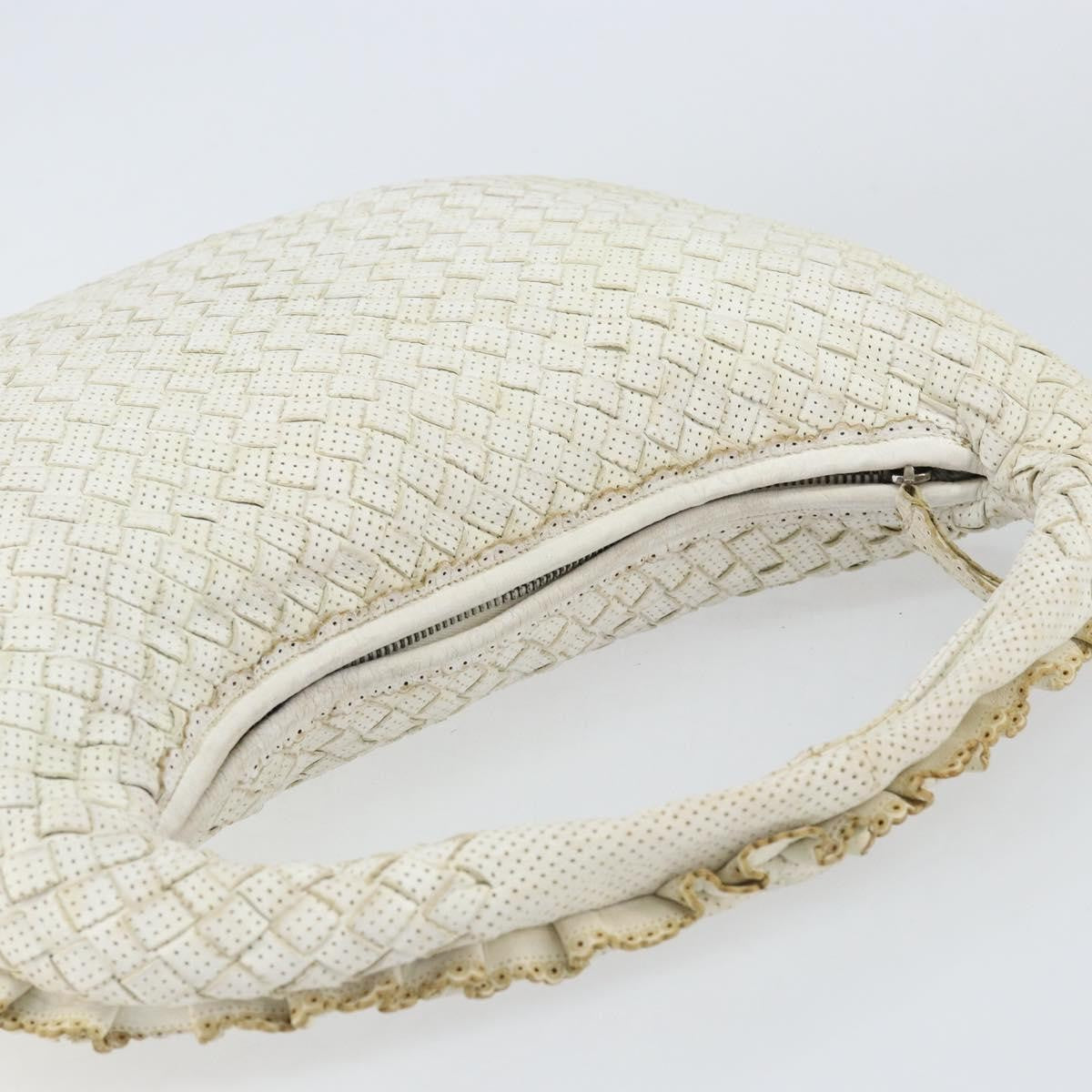 Bottega Veneta Veneta Hobo Perforated Intrecciato Nappa, WHITE, LEATHER, Handbag