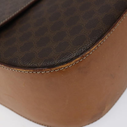 Celine Vintage Convertible Macadam Turnlock Shoulder Bag Canvas and Leather, BROWN, CANVAS, Shoulder bag