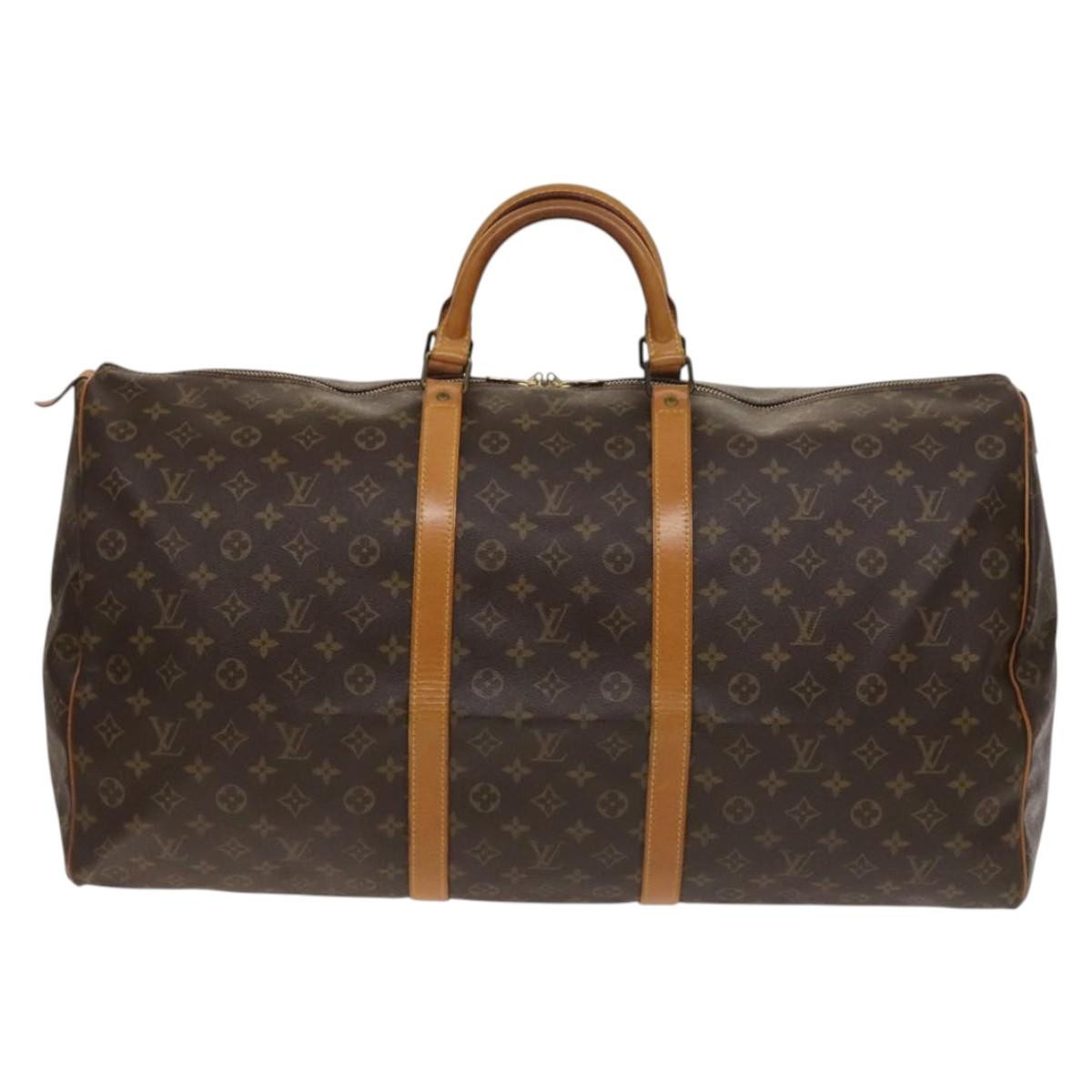 Louis Vuitton Keepall Bag Monogram Canvas, BROWN, CANVAS, Travel bag
