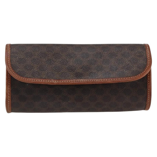Celine Macadam Pochette Canvas and Leather, BROWN, CANVAS, Clutche & pouche