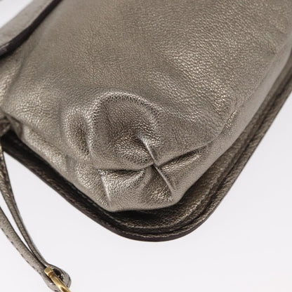 Salvatore Ferragamo Gancini Shoulder Bag Leather, SILVER, LEATHER, Shoulder bag