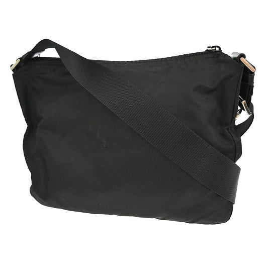 Prada Front Zip Messenger Bag Tessuto, BLACK, NYLON, Shoulder bag