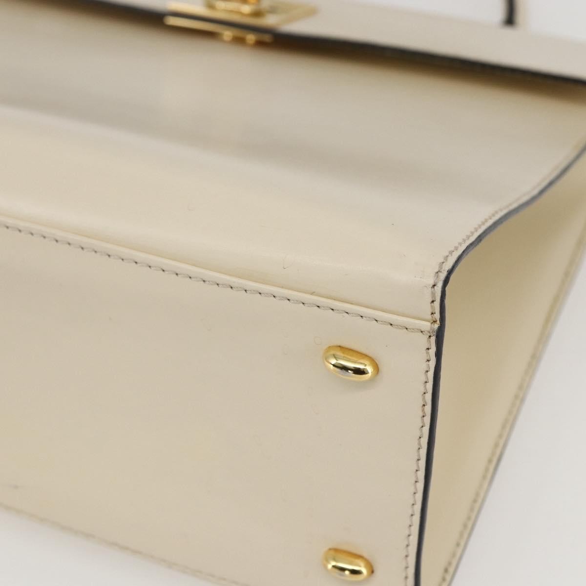 Celine Vintage Logo Top Handle Bag Leather, WHITE, LEATHER, Handbag