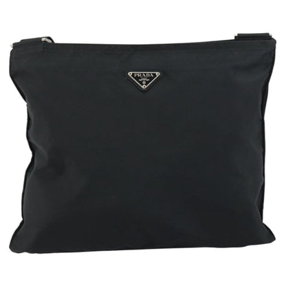 Prada Flat Messenger Bag Tessuto, BLACK, NYLON, Shoulder bag