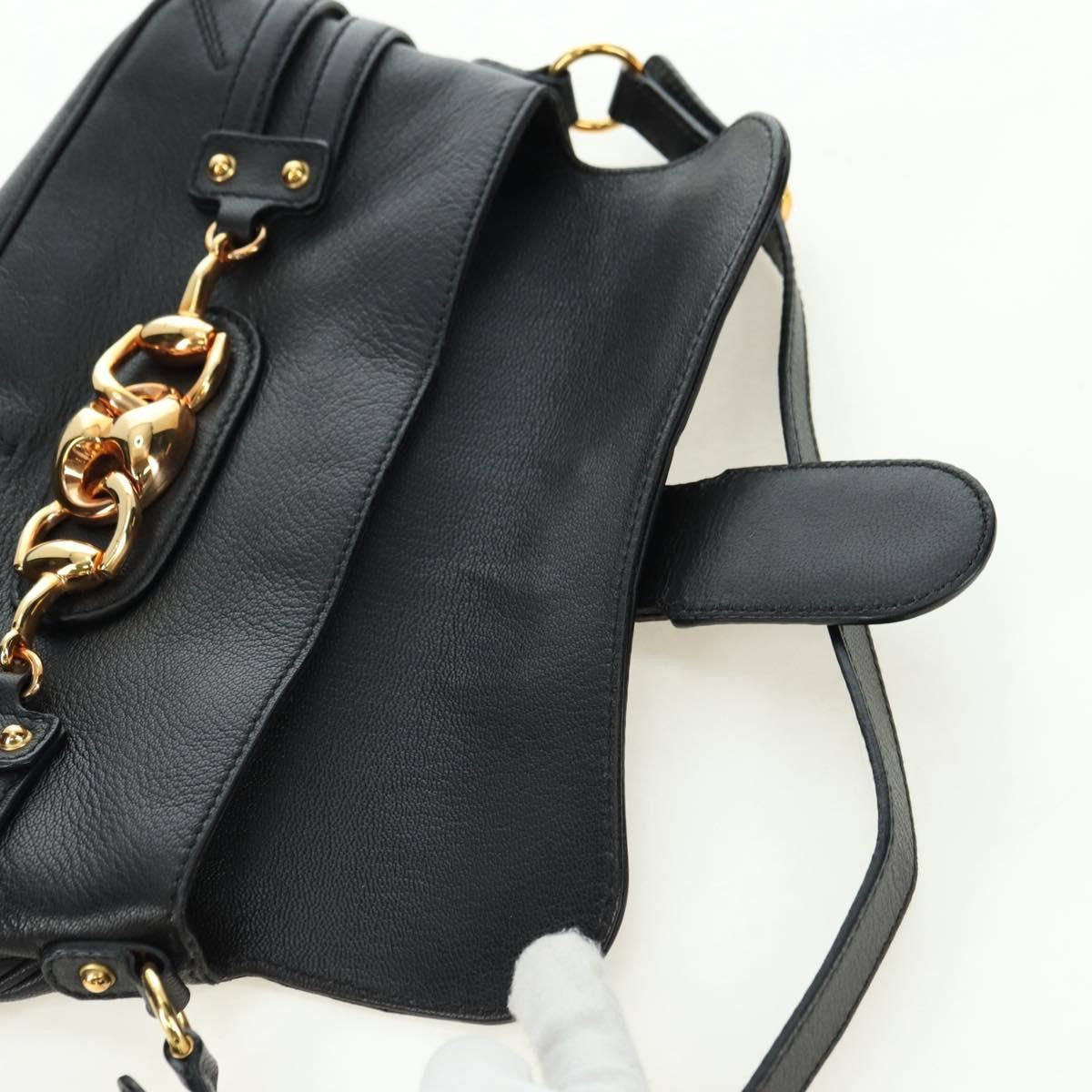 Gucci Horsebit Shoulder Bag GG Canvas and Leather, Black, Leather, Shoulder Bag