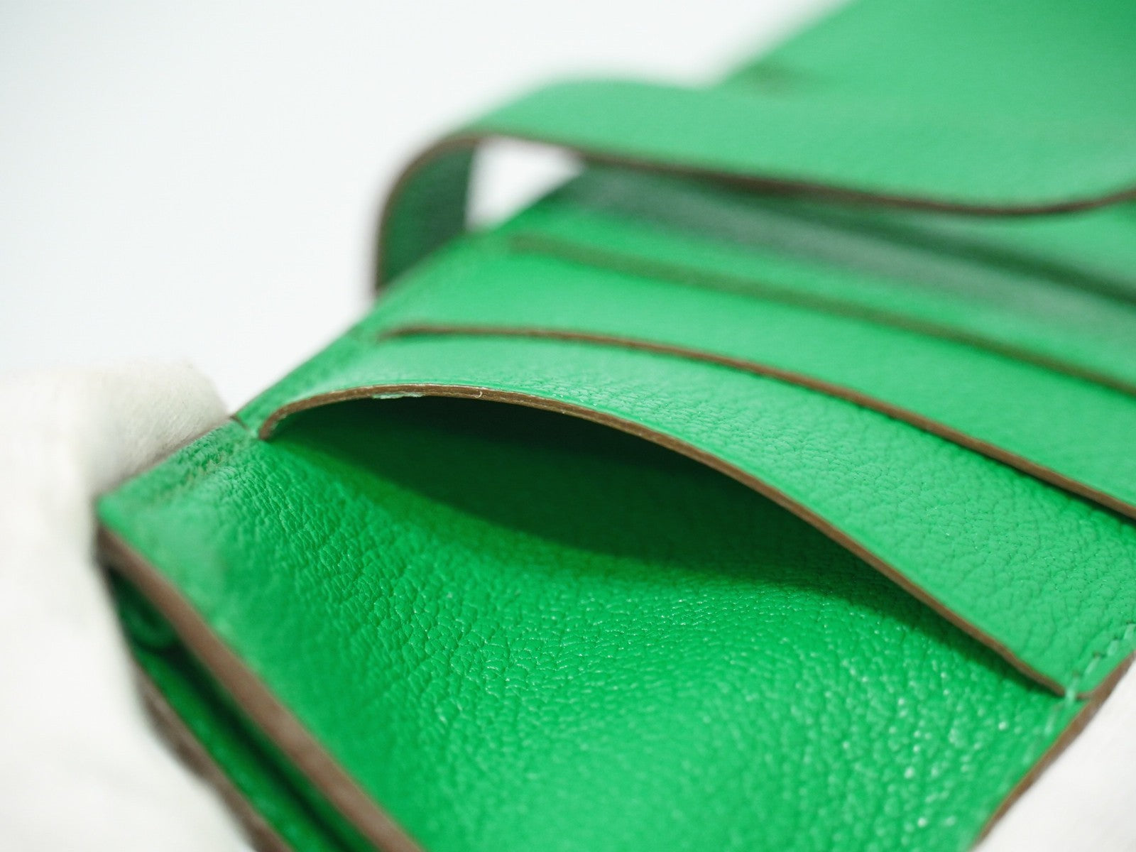 Hermes Bearn Wallet Chevre Mysore, GREEN, LEATHER, Wallets