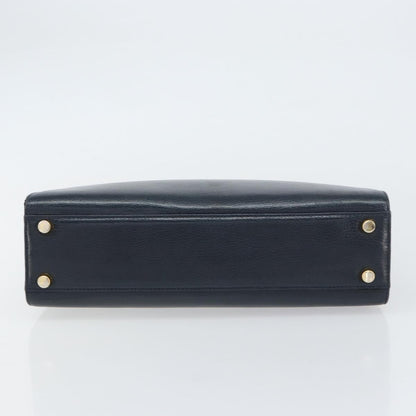 Salvatore Ferragamo Gancini handbag Leather, NAVY, LEATHER, Handbag