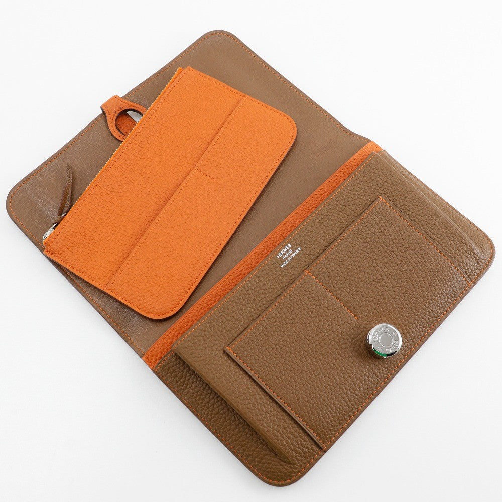 Hermes Dogon Duo Combined Wallet Leather, BROWN, LEATHER, Wallets