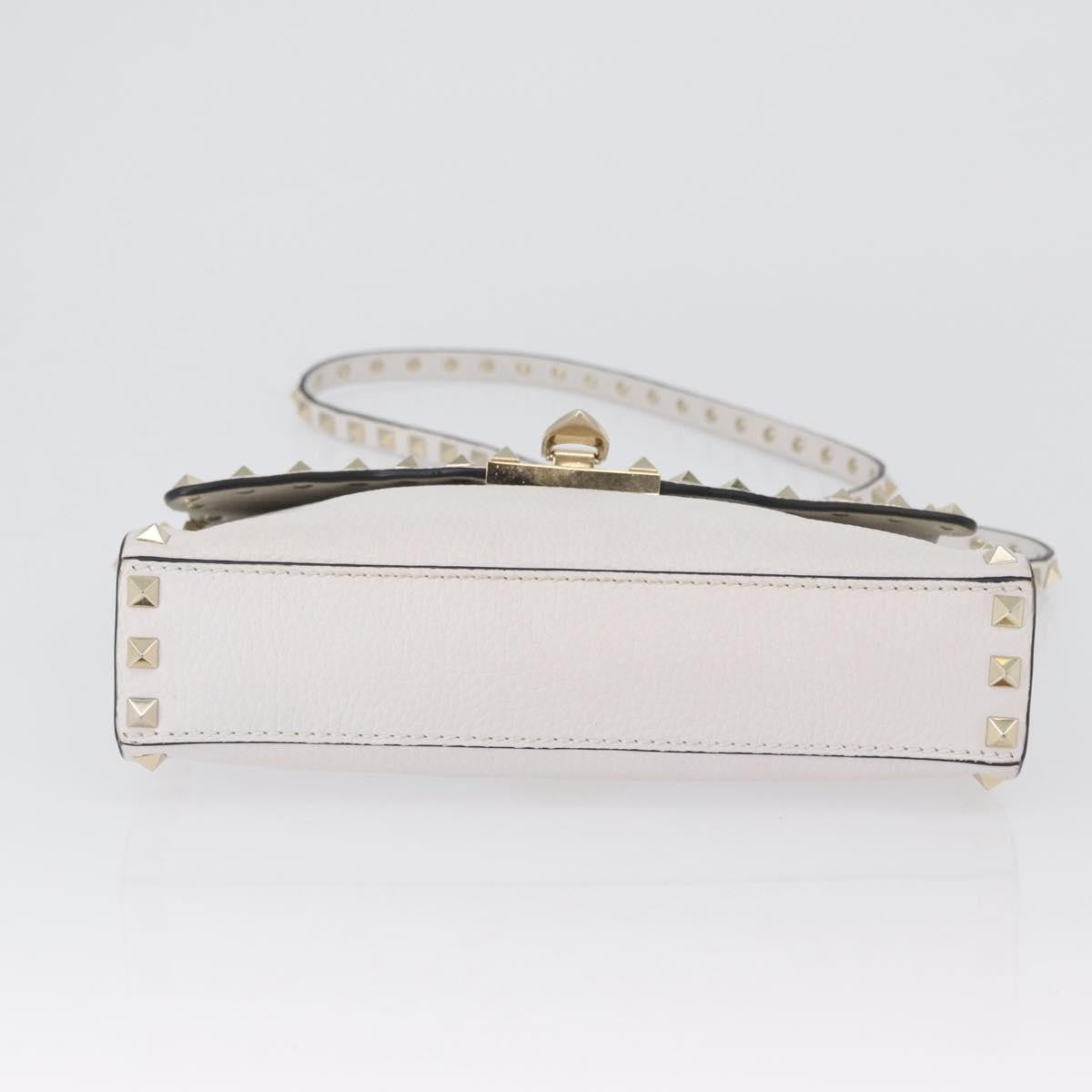 Valentino Garavani Rockstud Flip Lock Flap Bag Leather, WHITE, LEATHER, Shoulder bag