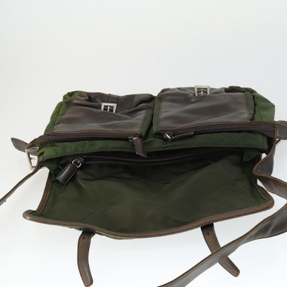 Prada Vintage Shoulder Bag Nylon and Leather, Green, Nylon, Shoulder Bag