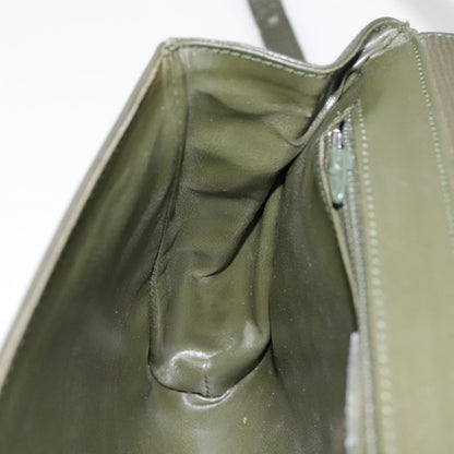 Celine Vintage Circle Logo Crossbody Bag Leather, KHAKI, LEATHER, Crossbody bag