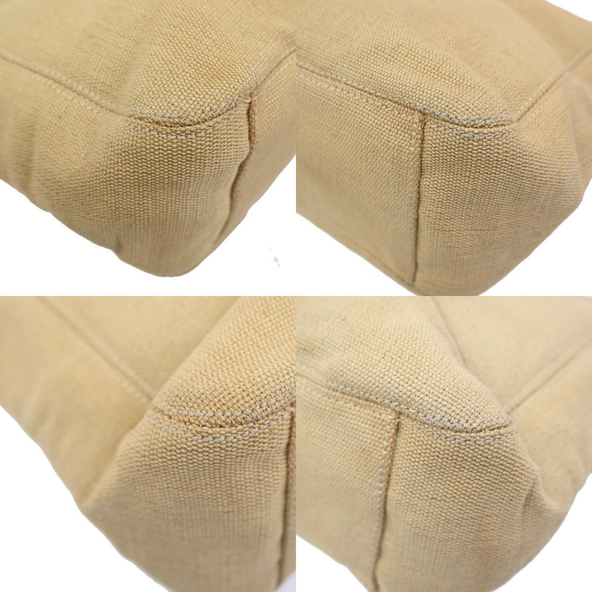 Chanel Vintage CC Tote Canvas with Leather, BEIGE, CANVAS, Tote bag