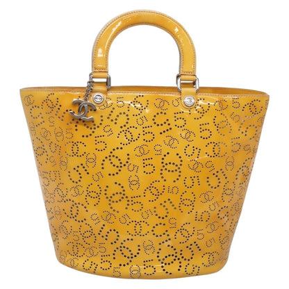 Chanel CC No.5 Shopping Tote Perforated Patent, YELLOW, PATENT_LEATHER, Tote bag
