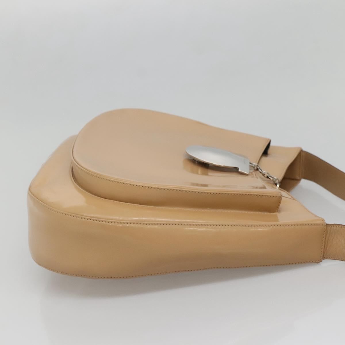Salvatore Ferragamo Gancini Shoulder Bag Patent Leather, BEIGE, PATENT_LEATHER, Shoulder bag