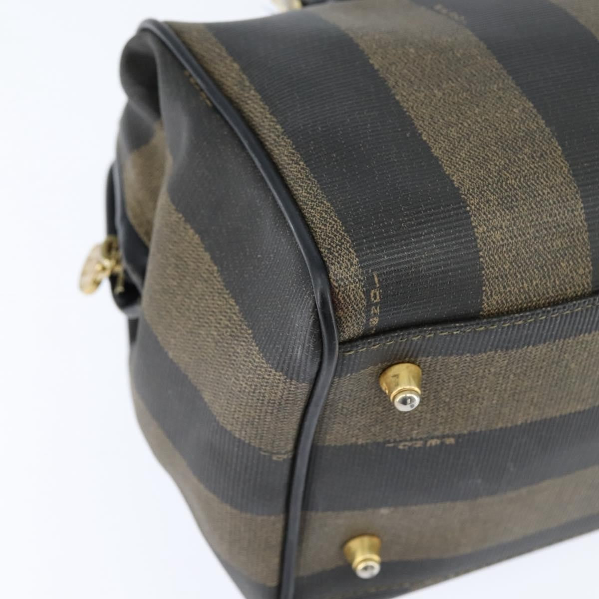 Fendi Vintage Pequin Boston Bag Coated Canvas, BROWN, CANVAS, Handbag