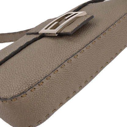 Fendi Selleria Baguette Bag Leather, GRAY, LEATHER, Handbag