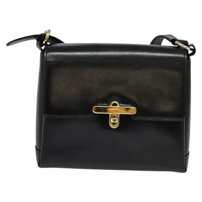 Gucci Vintage Turnlock Top Handle Bag Leather, BLACK, LEATHER, Shoulder bag