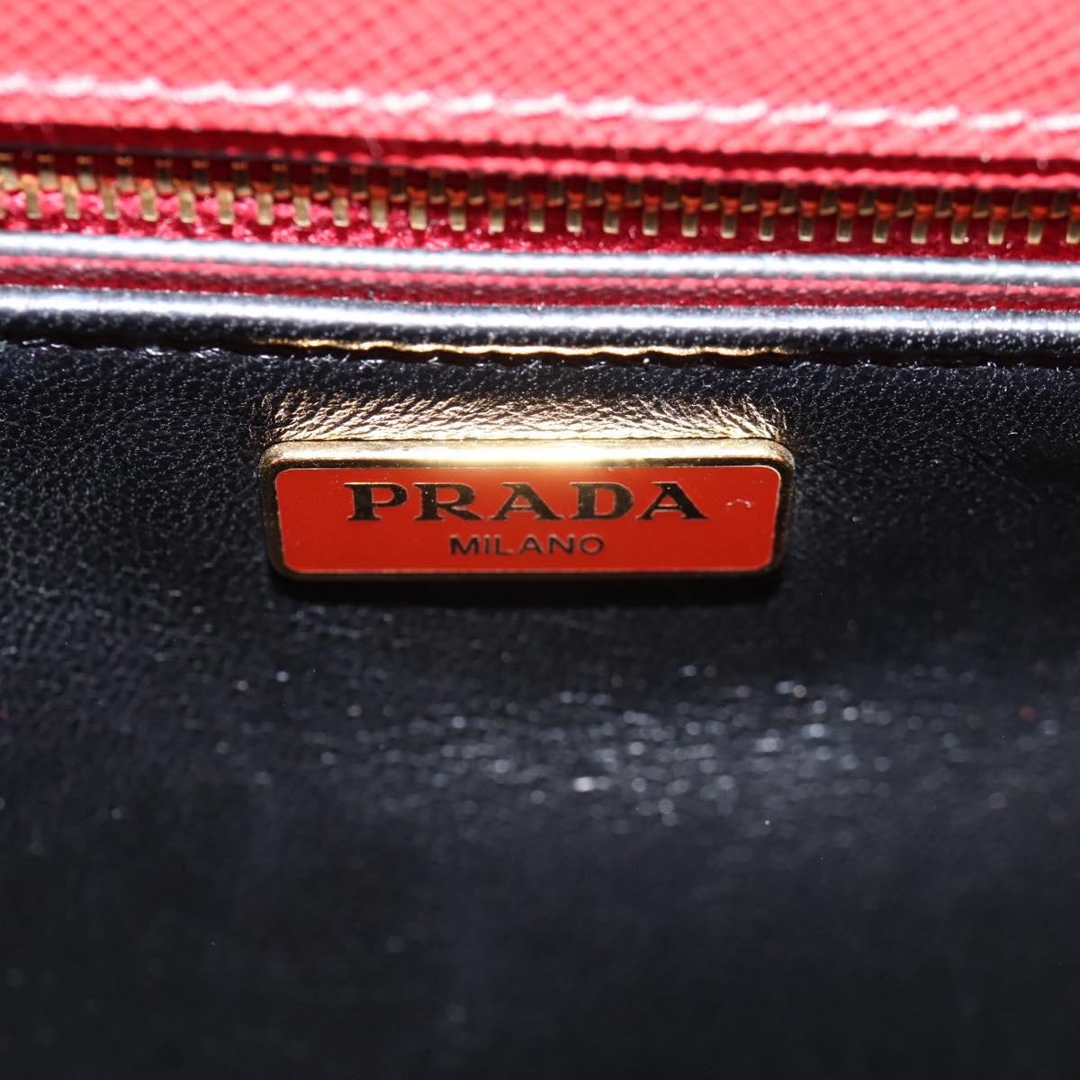 Prada Turn Lock Shoulder Bag Studded Saffiano Leather, RED, LEATHER, Shoulder bag