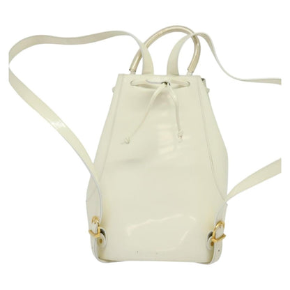 Salvatore Ferragamo Vintage Gancini Backpack Patent Leather, WHITE, PATENT_LEATHER, Backpack